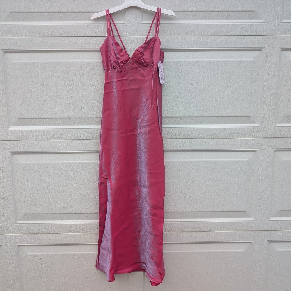 NWT-Wild Fable Pink Iridescent Maxi Slip dress-XXS